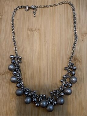 Vintage Lia Sophia Silver-Tone Clustered Bead Necklace